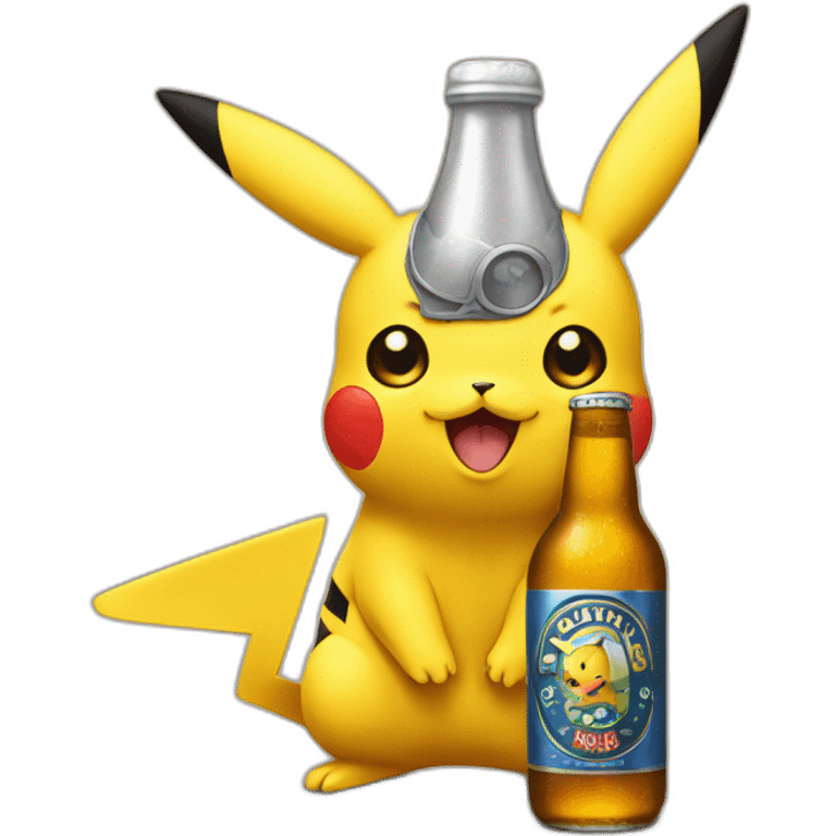 Pikachu qui boit une bière emoji