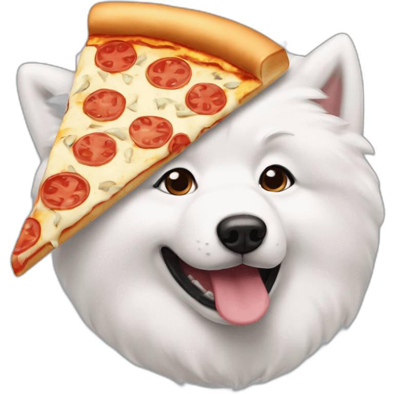 samoyed eating pizza emoji