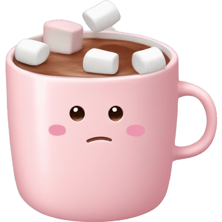 Light Pink mug of hot chocolate with marshmallows inside emoji