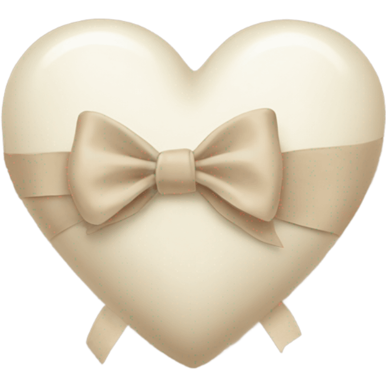 white heart with beige bow emoji