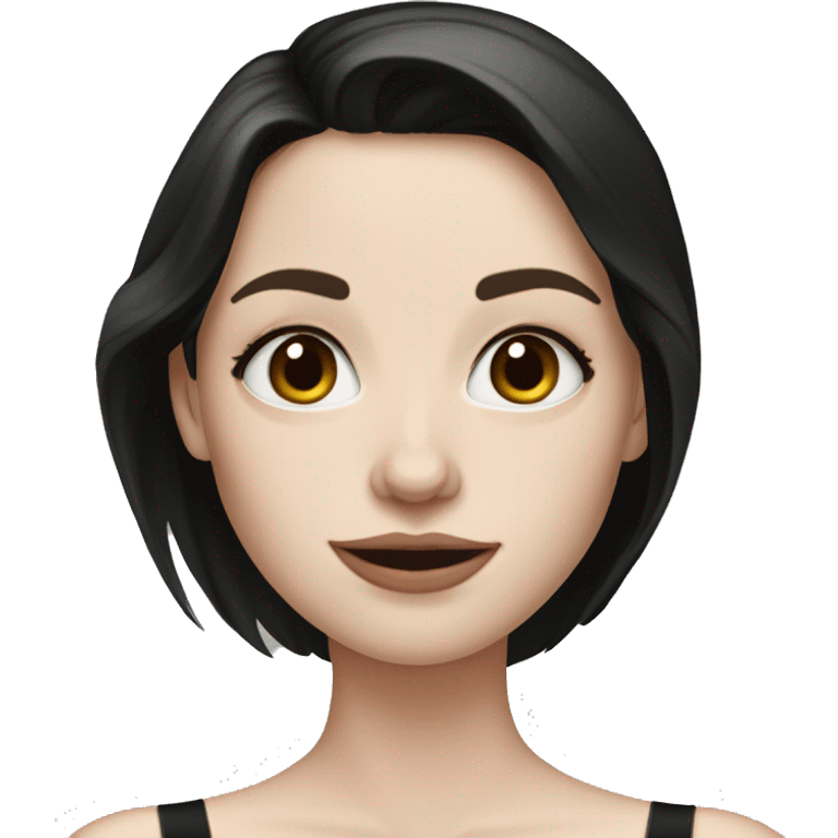 Brunette pale skin girl in black off the shoulder top emoji