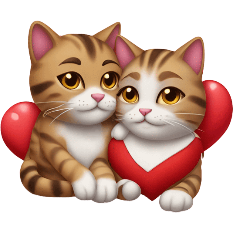 Cuddling tabby cats on Valentine’s Day  emoji