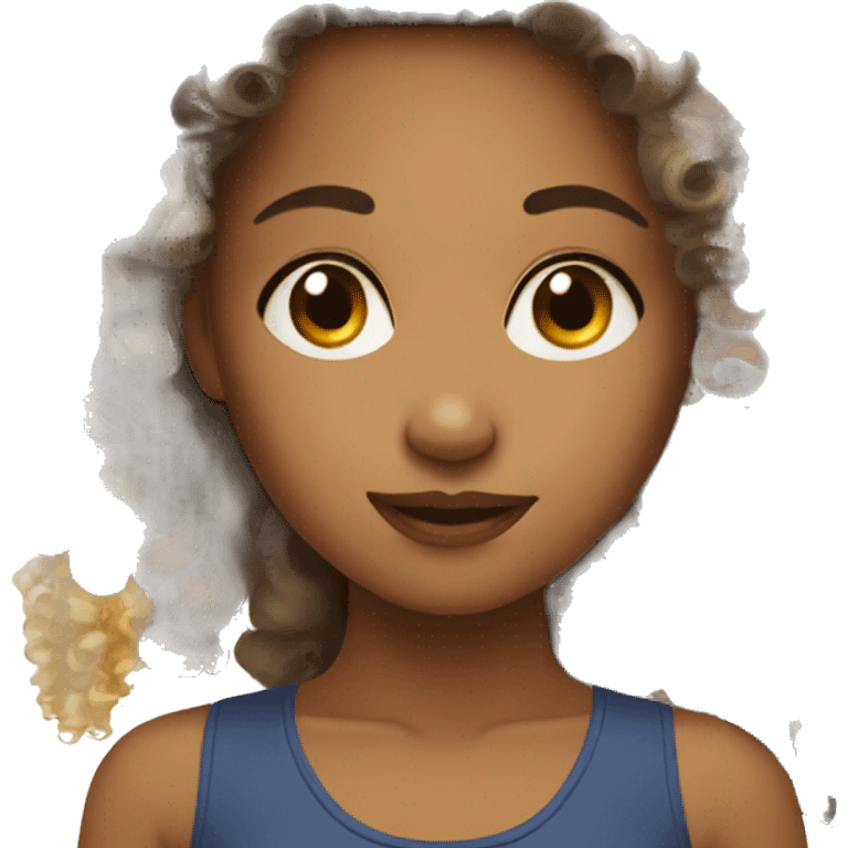 Mixed girl with curly hair emoji