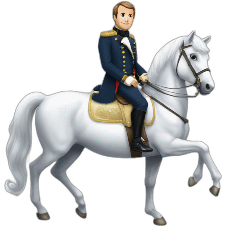 Macron sur une licorne emoji