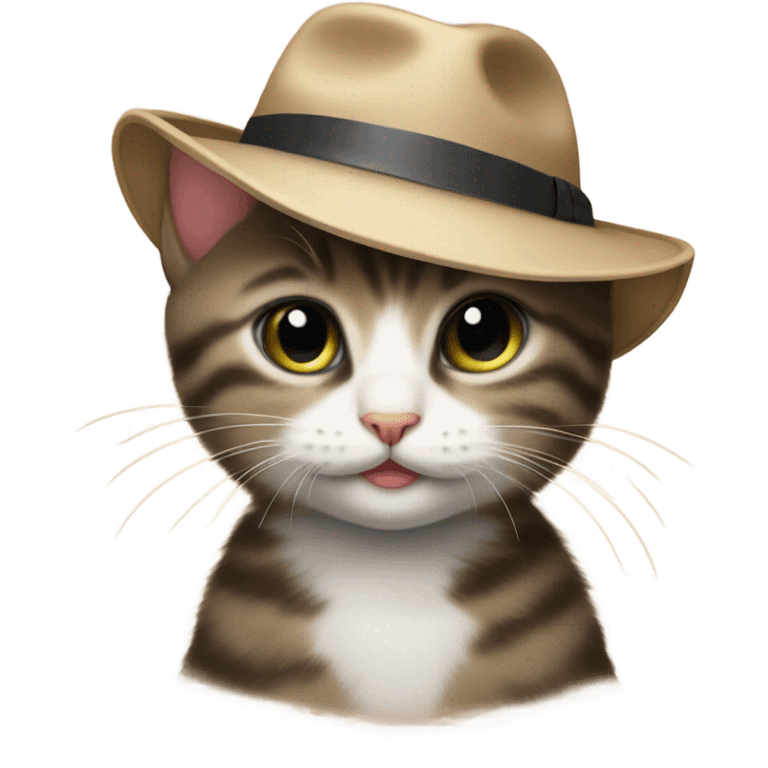 Kitten wearing fedora emoji