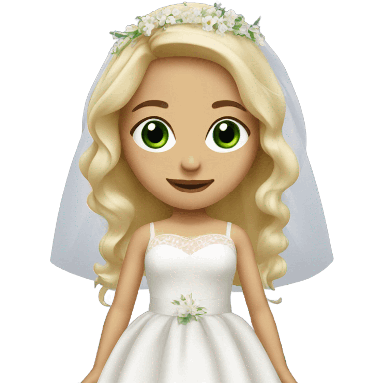 Girl with green eyes and blonde hair in a wedding dress with a veil emoji