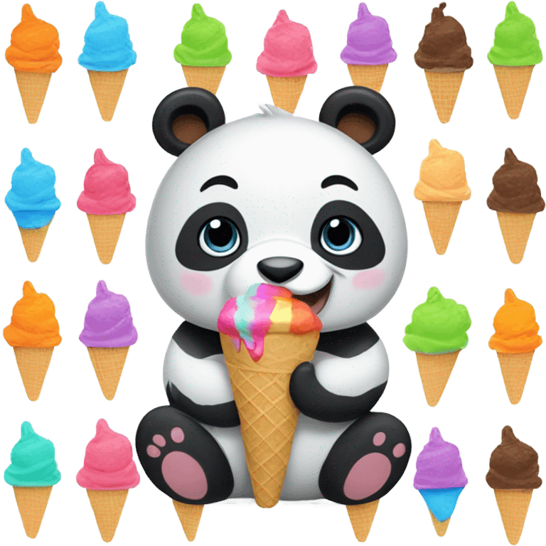 Panda eating ice cream emoji