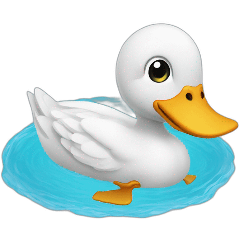 Small duck swimming in the pool emoji