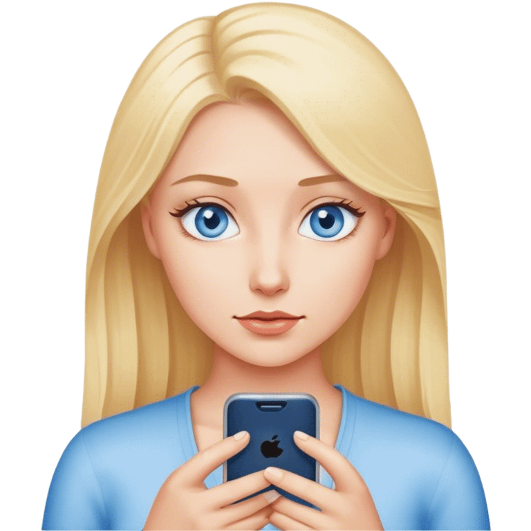 A blonde with blue eyes and looks at her phone emoji