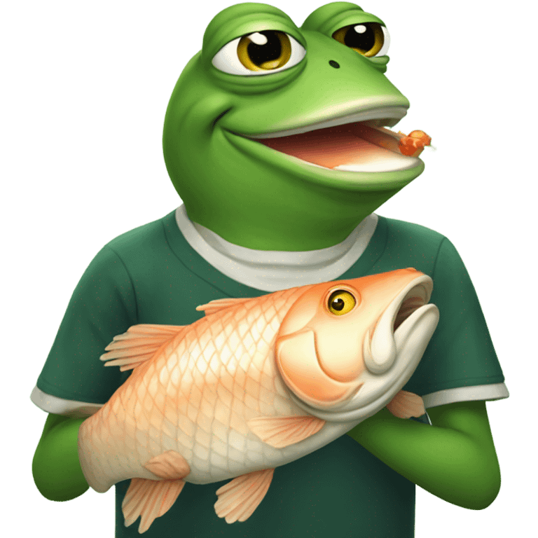 Pepe the frog eating carp emoji