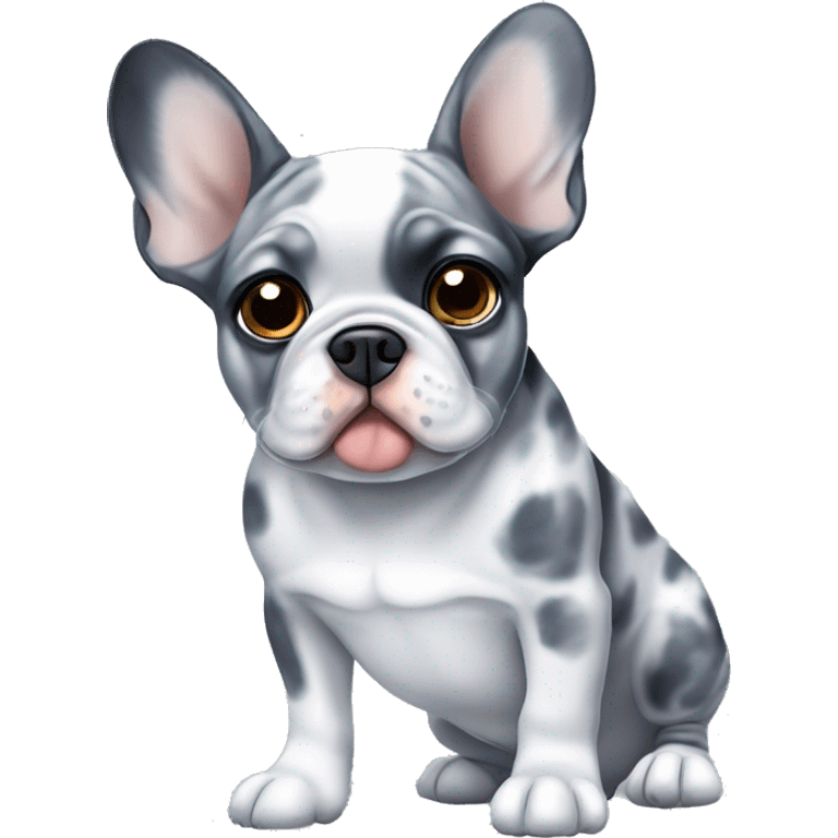 French bulldog blue merle with one brown and one blue eye emoji