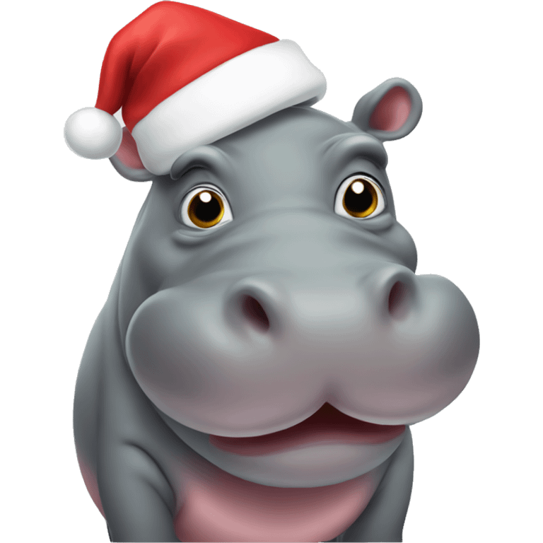 Hippo with a Santa hat  emoji