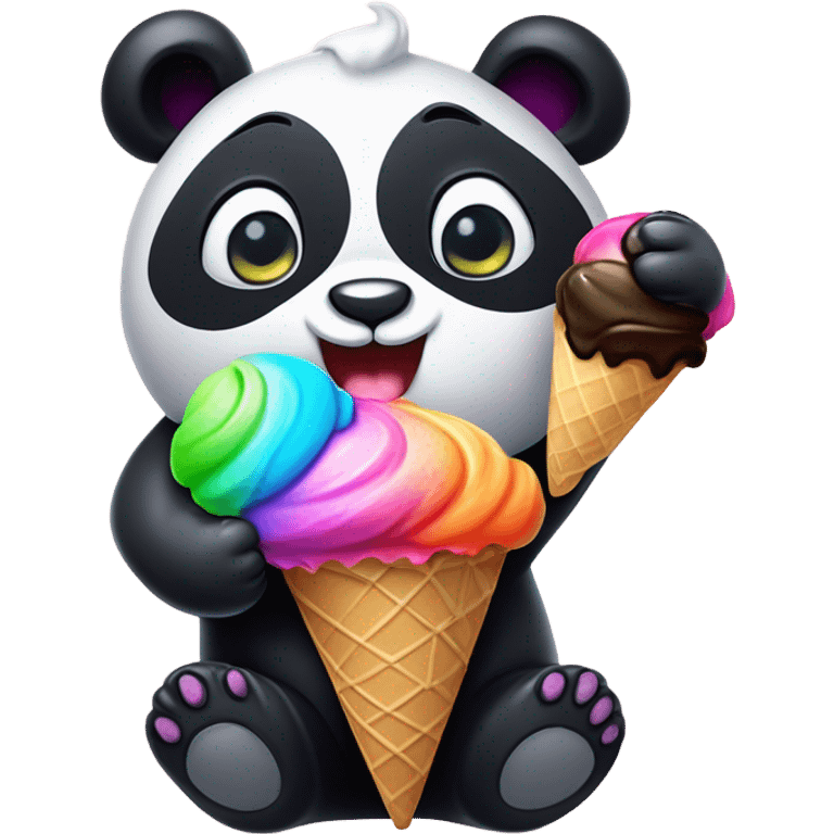 Panda eating ice cream emoji