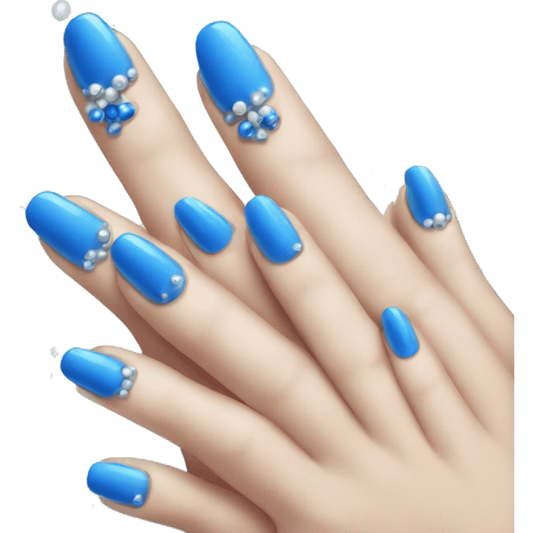 blue nails with perls emoji