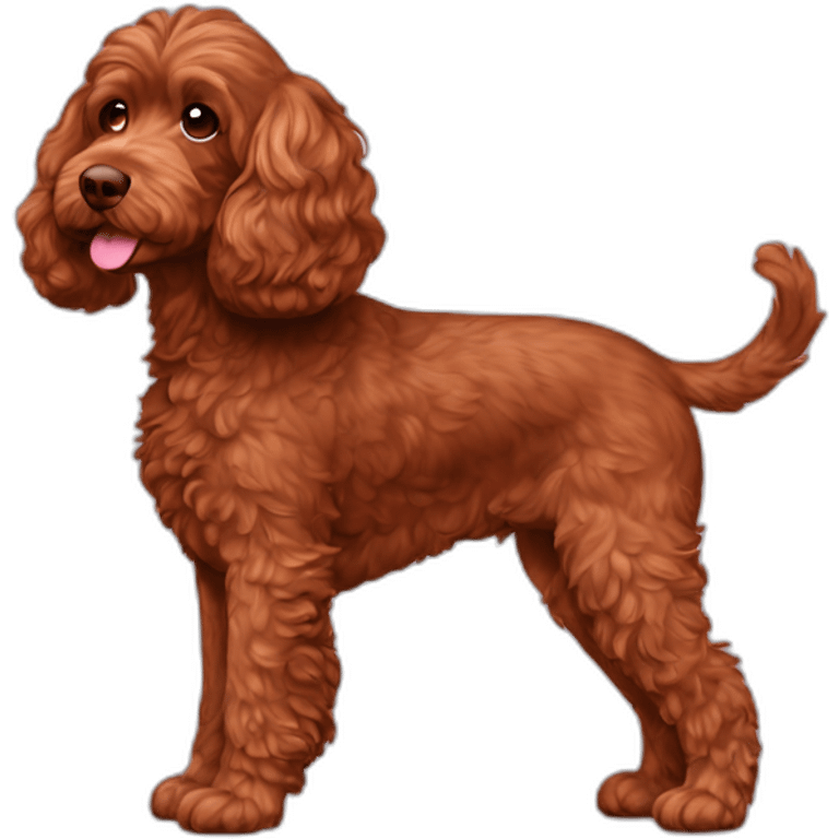 Reddish brown cockapoo from the side full body emoji