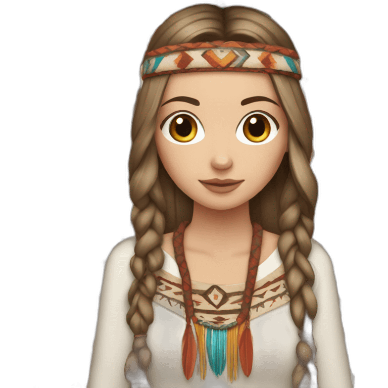 White girl with native American cloths emoji