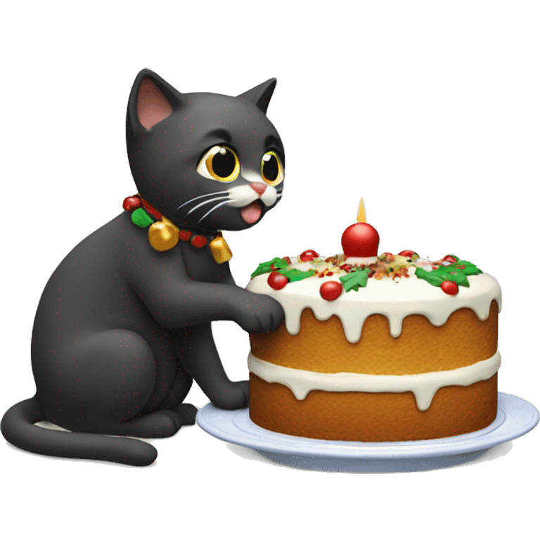 Cat eating christmas cake emoji