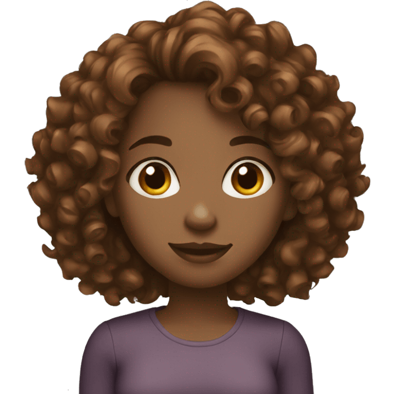 Black female brown curly hair emoji