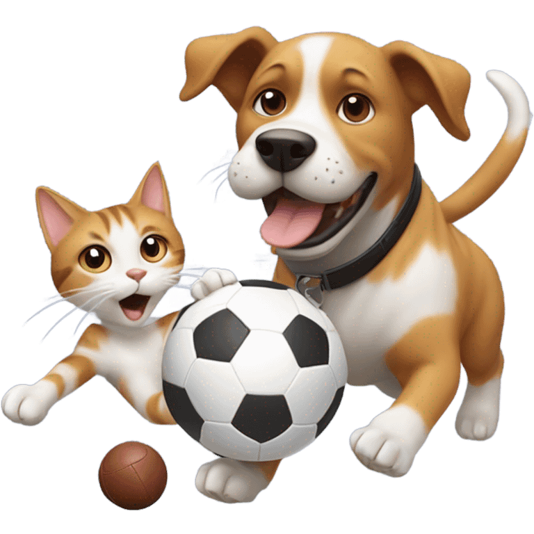 Dog with cat play football emoji