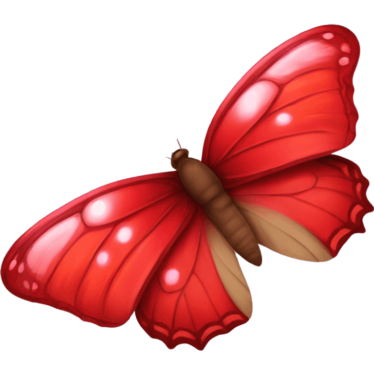 Red butterfly with bubbles surrounding it emoji