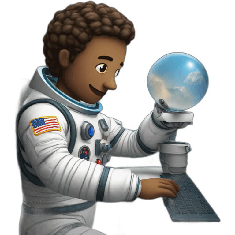 Astronaut writes on a computer emoji