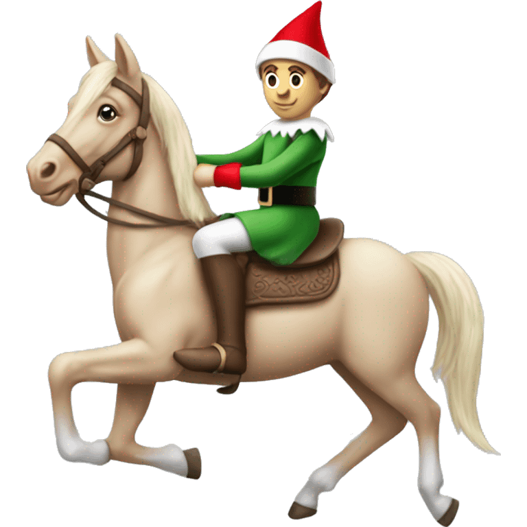 Elf on the shelf riding a horse  emoji