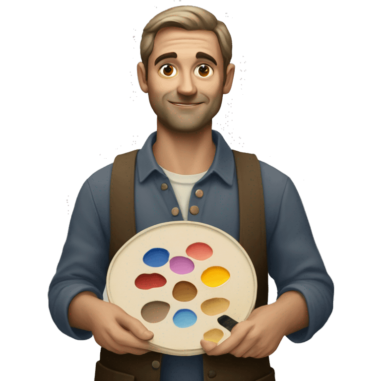 European artist man holding a palette emoji