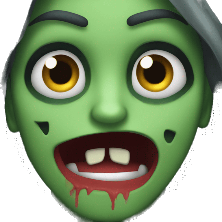 Uggly horror face green skin Big red eyes dark hair and lot of scar emoji