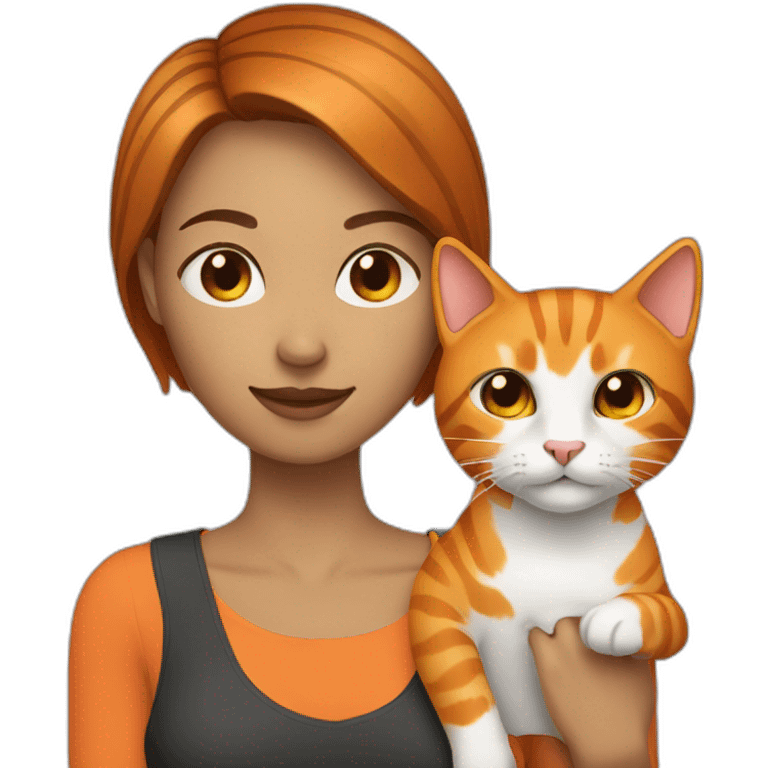 women-medium-short-hair-with-orange-cat-in-her-hand emoji