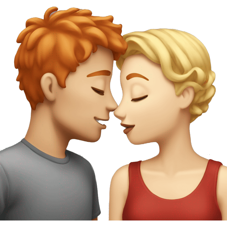 Red head boy kissing blonde hair women  emoji