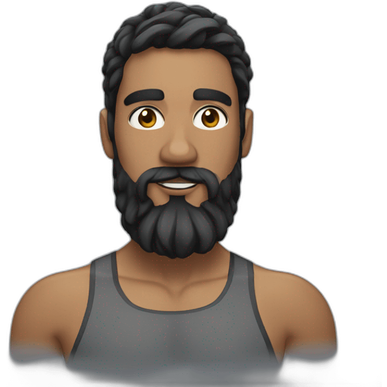 Swimmer googles black hair and beard emoji