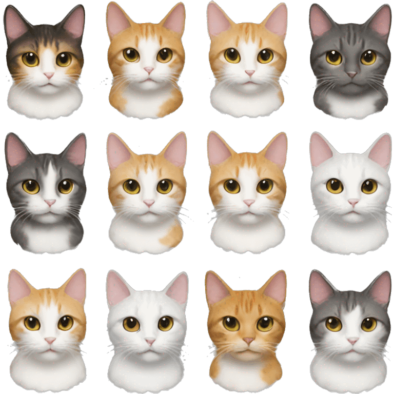 cat, multiple cats, multicolor emoji