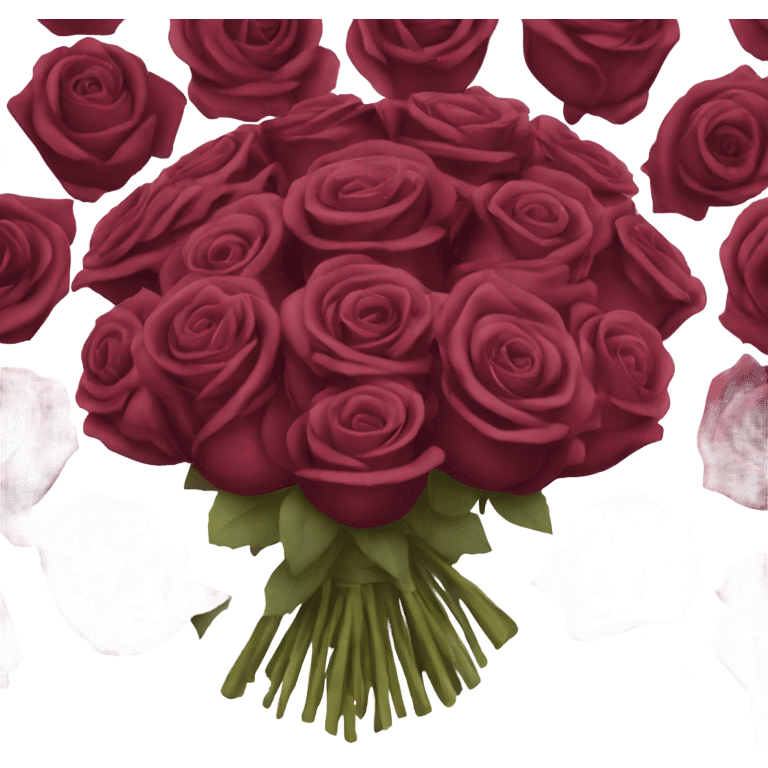 Bouquet of Burgundy  roses in a burgundy package emoji