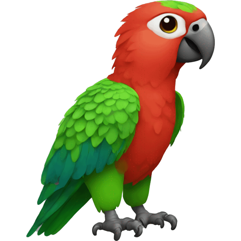 parrot that looks like a ball, red with green, small emoji