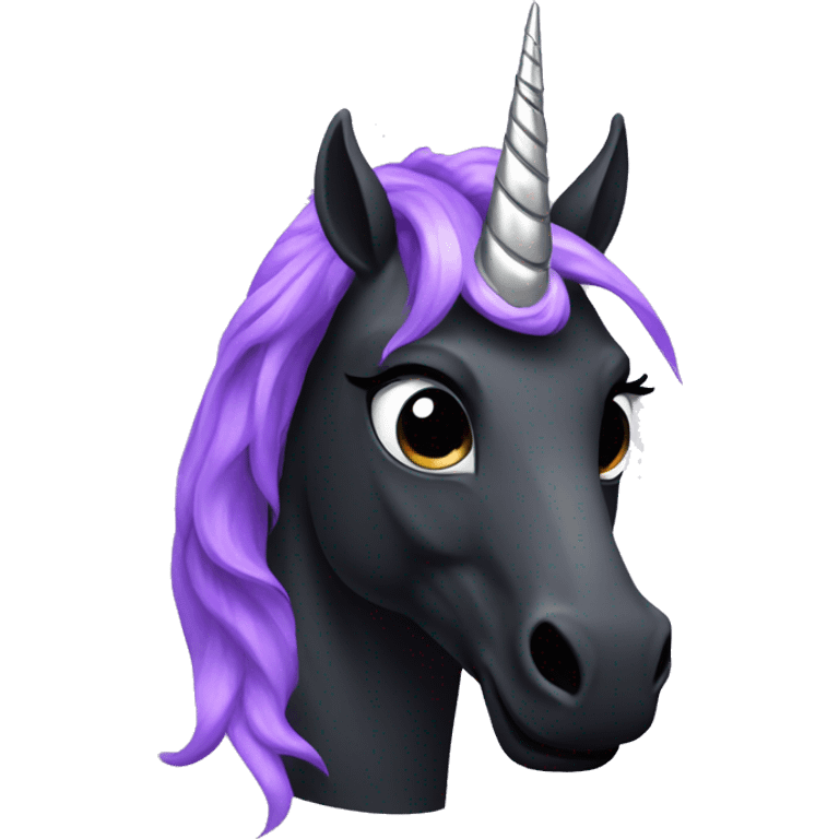 Black and purple unicorn with silver horn emoji