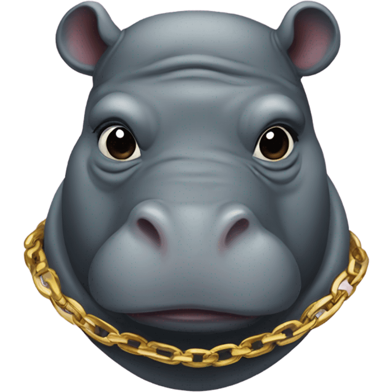 Hippo with hoodie and gold chain emoji