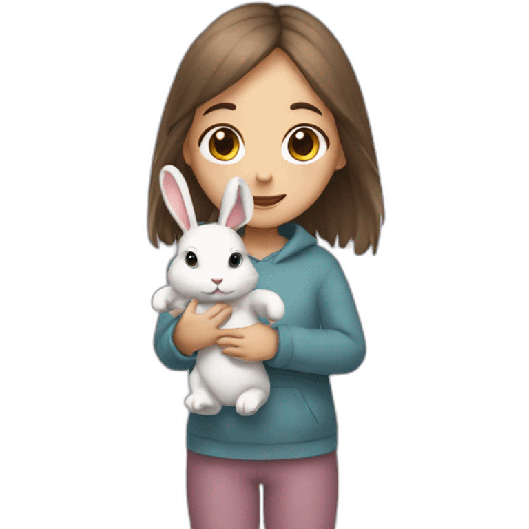 girl and small rabbit in her hands emoji