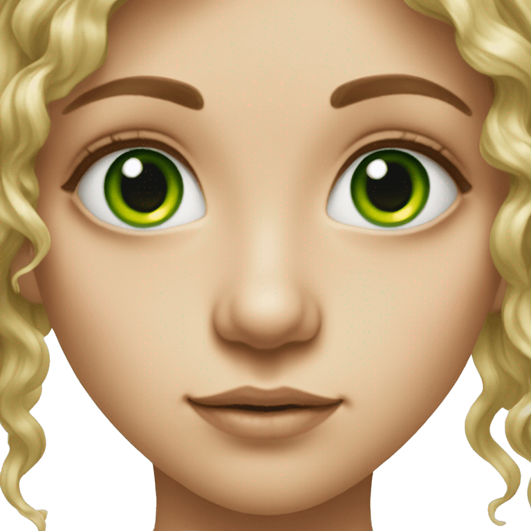 realistic portrait of girl with green eyes emoji