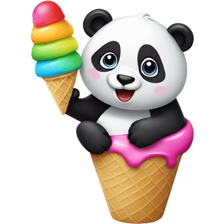 Panda eating ice cream emoji