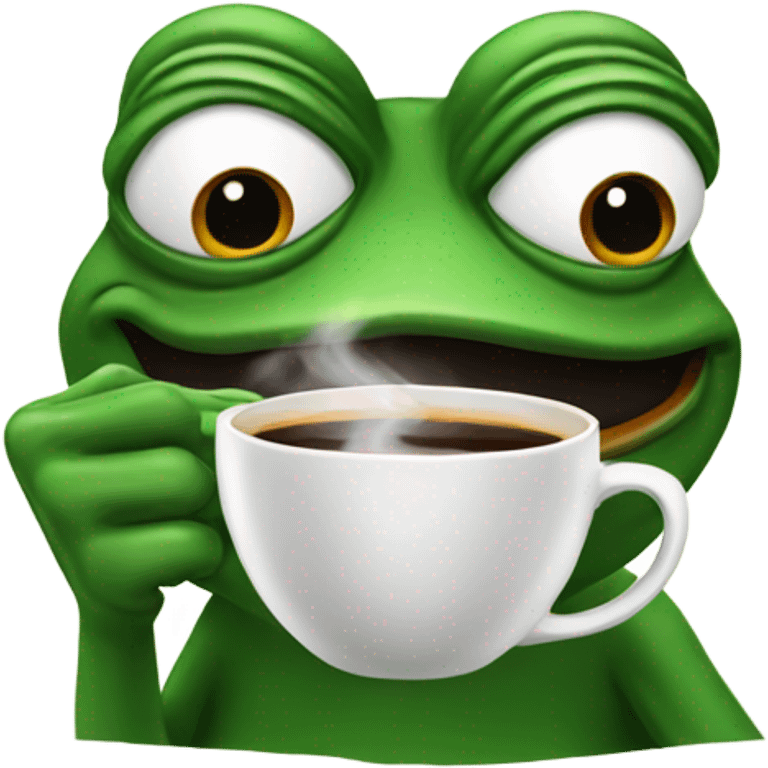 pepe the frog with a cup of coffee emoji