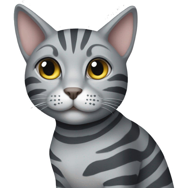 grey cat with dark grey stripes   emoji