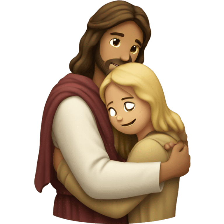 Jesus hugging girl emoji