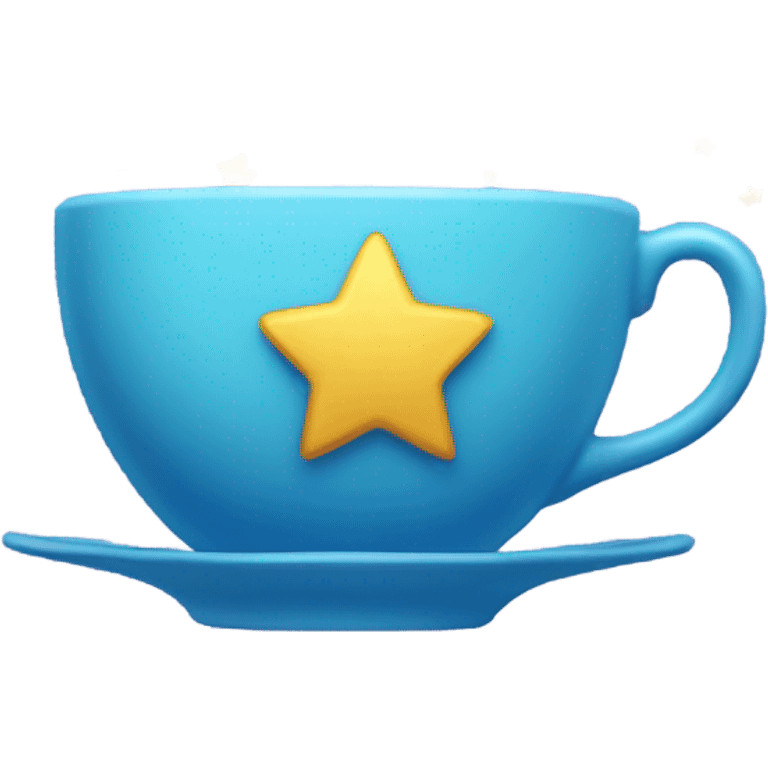 A blue tea cup with a stars emoji