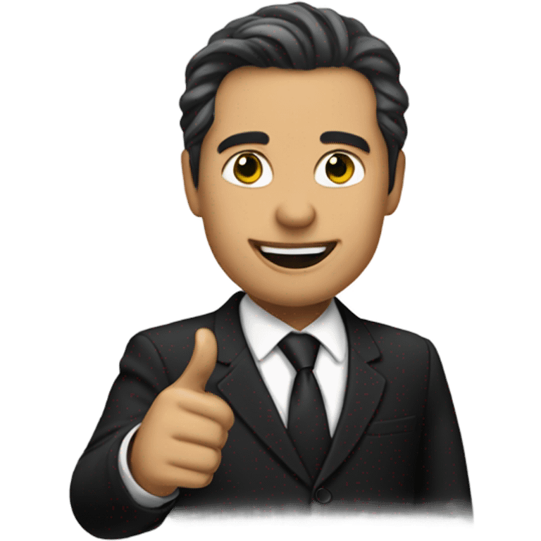 goverment hand, finger point, black suit emoji