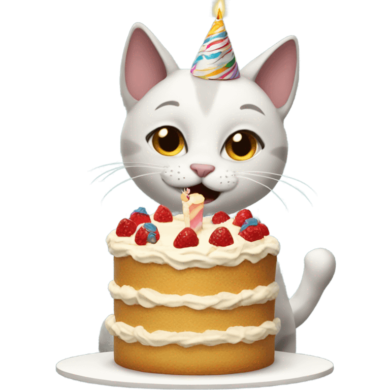 cat eating birthday cake emoji