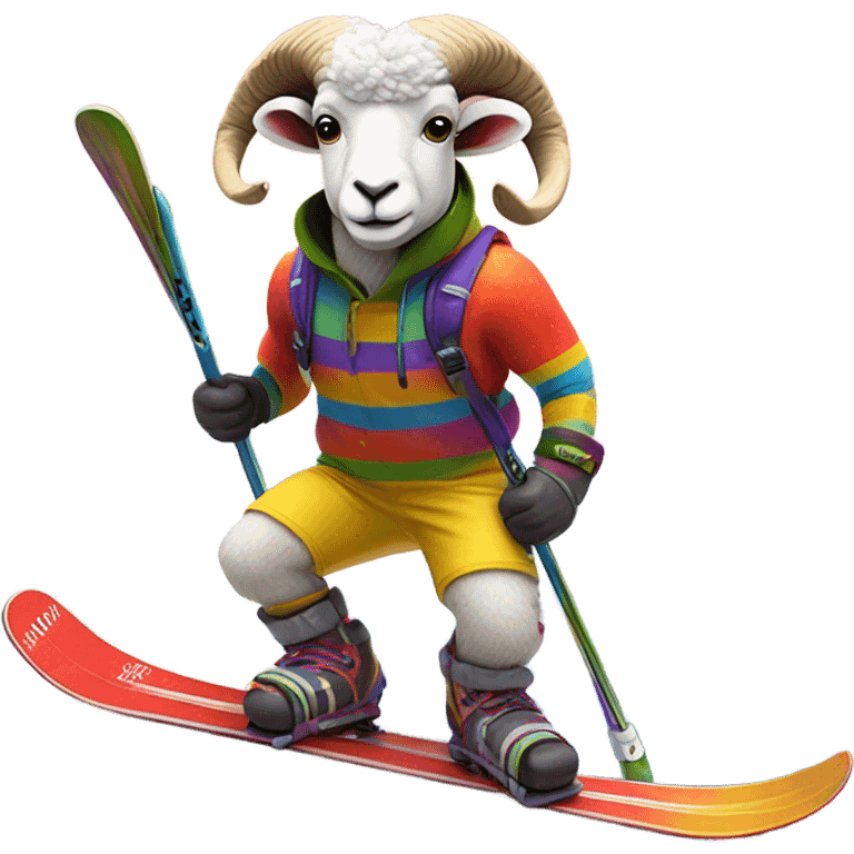 Skiing ram emoji