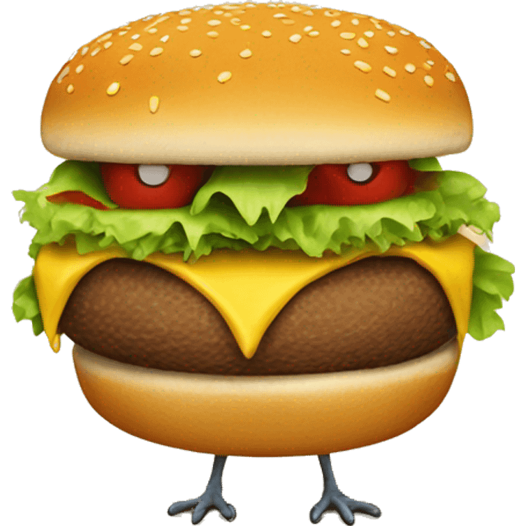 Bird with burger body emoji