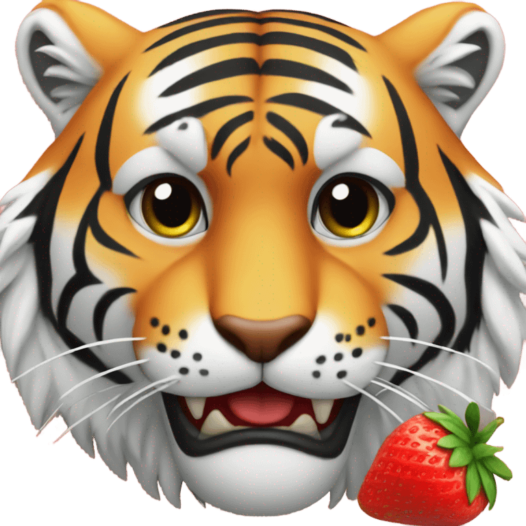 Tiger eating a strawberry  emoji