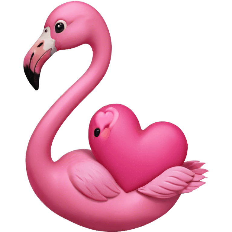 Flamingo holding heart emoji