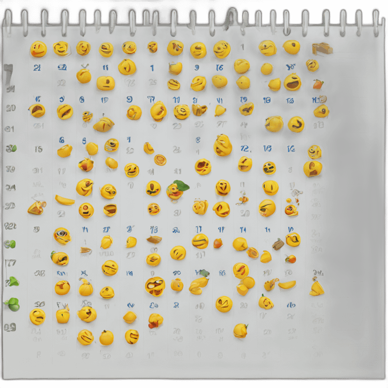 12 months calendar, with december selected emoji